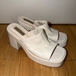 Steve Madden Women's Cream Platform Mules